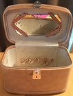     vintage 1950 s 12 x 8 5  Tan Hard Shell Relco Train Cosmetics Case W  Mirror