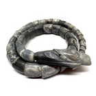 Rare Antique 19c Qing Chinese Carved Dragon snake Coil Bangle Bracelet Gray Jade