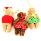 Teddy Bear Christmas Ornaments Set Of 3 Jointed Miniature Plush Vintage