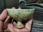Chinese Annamese Thai Porcelain   Estimated Ming   Unusual Green Stem Cup