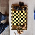 Wooden Chess Set Brown Black Decorative Board With Storage Box