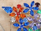 Merry Christmas Colorful Crystal Rhinestone Daisy Flower Pine Tree Pin Brooch