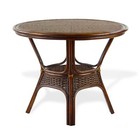 Rattan Wicker Natural Eco Handmade Design Alexa Round Dining Table Dark Walnut