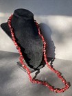 Mcm Vintage Ruby Red Faceted Glass Plastic Bead Necklace Mid Century Modern
