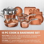 Gotham Steel Hammered 15 Pc Ceramic Cookware Set Nonstick  Deep Copper Pots A   