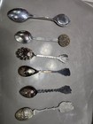 Lot Of 6 Vintage Souvenir Spoons Enamel Crest Mexico European Crown Silverplate