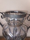 Caged Glass Vase With Metal Handles Vintage Rustic Rusty Decor Large 15  Tall