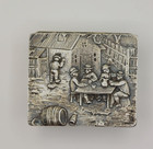 Antique Silver Dutch Scene Trinket Box W  Hallmarks    2 5 8 X 2 1 4 X 1 1 4 