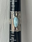 Sundance Catalog Sterling Silver Long Sw Stamped Four Corners Larimar Ring Sz 9 