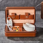 Cigar Casetravel Humidor4 Pack Brown Cedar Wood Leather Case With Cigar Cutte   