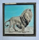 2x Hand Drawn Lion Anthropoid Ape Folk Art Antique Magic Lantern Slides Unique 