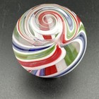 Contemporary Handmade Art Glass Marble 1 06  Green Red White Blue Chaos Swirls