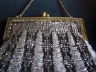 1920s Antique Silver Grey Beaded Evening Purse In A Vintage Frame