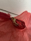 Vintage 1970 s Mercury Glass Clip On Bird Ornamen Red  feather