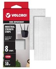 Velcro Heavy Duty Tape 8pk White 4x2in Indoor Outdoor Adhesive Strips 10lb Hold