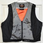 Harley Davidson Vest Womens 2xl Xxl Grey Black Orange Eagle Logo Pockets