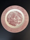 Royal China Currier   Ives Pink Red Dinner Plate    the Old Grist Mill  Vintage 