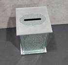 Glass Mirror Glitter Tzedakah Box 12 5 Cm With Silicon Legs  Judaism Gift Silver