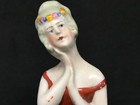 German Porcelain Pin Cushion Half Doll-victorian Lady With A Red Slip