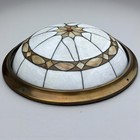 Antique Tiffany Leaded Slag Stained Glass Light Fixture Flush Dome Ceiling Mount