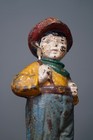 Antique Cast Iron Doorstop Boy Paperboy Vintage Statue Rare