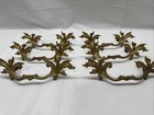 Set Of 6 Antique Brass French Provincial Leaf Drawer Pulls Antiqued Gold Finish