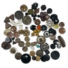  Lot Of 125  Vintage And Antique Buttons  Wood Plastic Rhinestones  Deco Mcm