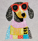 Needlepoint Canvas Hand Painted 13 Mesh Signed Dachshund Weiner Dog  Art