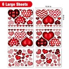 Valentines Day Window Clings  6 Sheets Large Rustic Vintage Heart Window Decal 