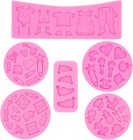 6pcs Cute Baby Silicone Fondant Cake Mold Baby Birthday Party Kitchen Baking    