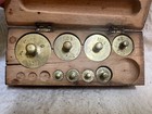 Vintage Brass Weights In Wooden Box