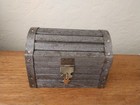 Vintage Mini Small Wood Pirate Treasure Chest Trunk Jewelry Storage Box Rustic