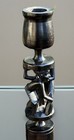 1 Vintage African Hand Carved Ebony Wood Tribal Candle Candlestick Holder 10 25 