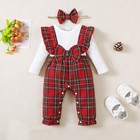 0-3 Months Newborn Baby Girl Clothes Fall Plaid Christmas Outfits Infant Red