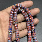 Vintage Venetian Chevron Glass Bead Necklace Old African Trade Beads