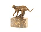 9937277-d Bronze Sculpture Figure Puma Predator Leopard Sign  Milo 18x10x20cm