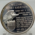 Franklin Mint 1967 William Harrison Sterling Silver Coin Medal Toned