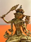 12 Tibet Bronze 24k Gold Buddhism Manjushri Manjusri Bodhisattva Buddha Statue 