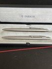 Vintage Parker Jotter Refillable Stainless Steel Ball Pen   Pencil Set  1990s 