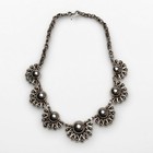 Vintage Taxco Mexican Sterling Silver Flower Fan Necklace 99 40g