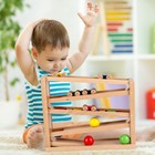 Qilay Wooden Race Track Car Ramp Racer Toy For Toddlers 5 Level Race Car Ramp