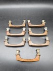 Set Of 7 1930s Brown Bakelite Drawer Handles Curved Pull Bar 10 5cm Long Marbled