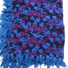 Handmade Crochet Diamond Patterned Afghan Purple Blue Black W  Fringe  64   76   
