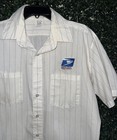 Usps Vintage Postal Service Us Mail Button Shirt Short Sleeve  Pinstripe Large