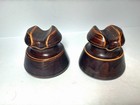 2 Vintage Locke Number 2 Brown Glazed Porcelain Telegraph Pole Insulator  