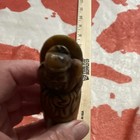Brown Carved Stone Netsuke-style Figurine Bearded Man Approx  4 In Tall