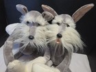 Set 2 Russ Berrie Plush 26    Schnauzer Dogs Long Legs Hook   Loop Stuffed Toy Vgc
