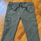 Vtg Akademiks Canvas Cargo Pants Men Xl Extra Large Drawstring Army Jogger Y2k