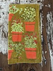 Vintage 1960s Vera Neumann Linen Tea Towel Terracotta Herb Garden Potted Plants