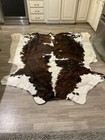 Xl Premium Tricolor Colombian Cowhide Area Rug Leather Cow Hide Skin 7 X 7 Foot